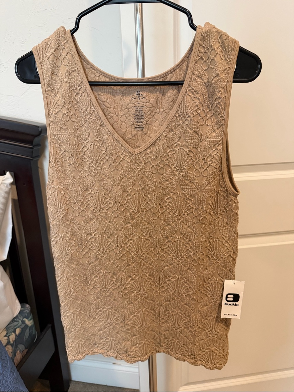BKE Beige Textured V-Neck Knit Tank